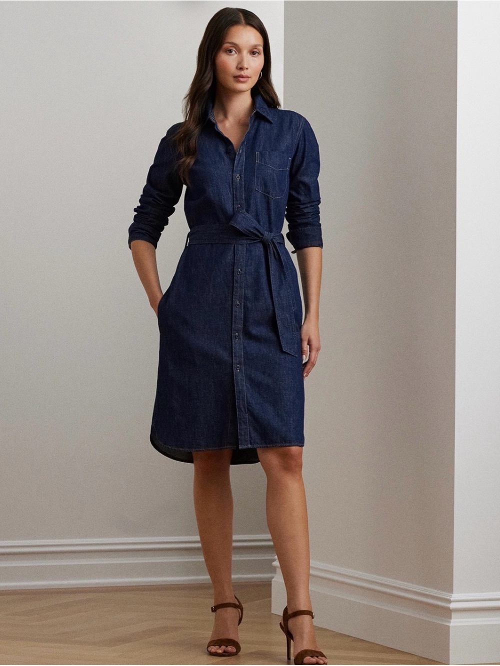 Lauren Ralph Lauren Belted Denim Shirtdress Size S